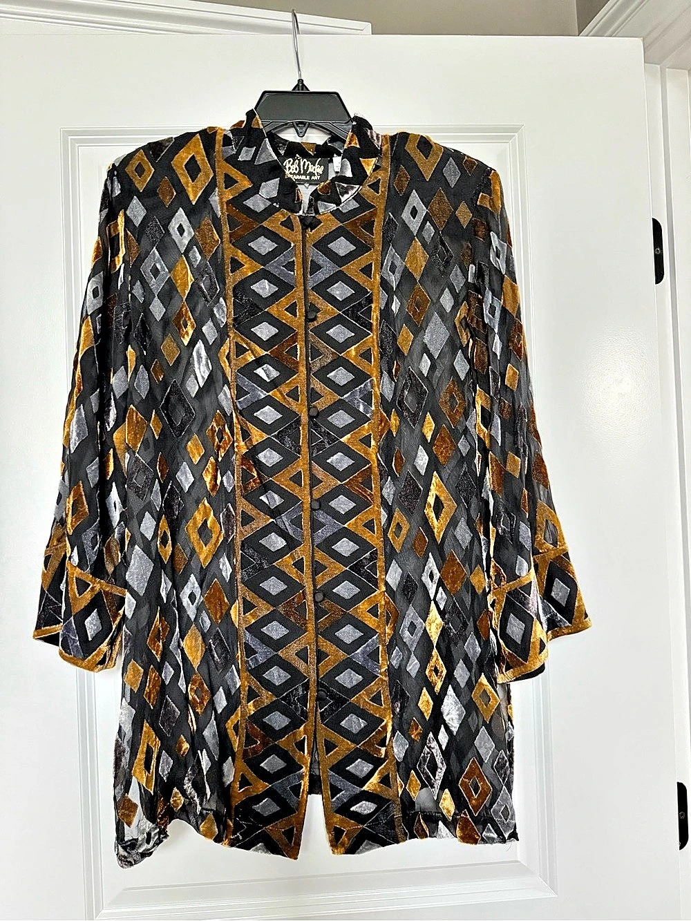 Bob Mackie Geometric Silk Blend Blouse XL